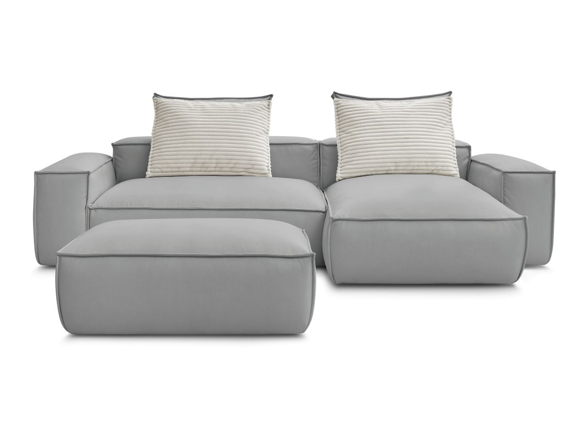 Canapé d'angle réversible ultra moelleux BOHEME cuir végan avec pouf