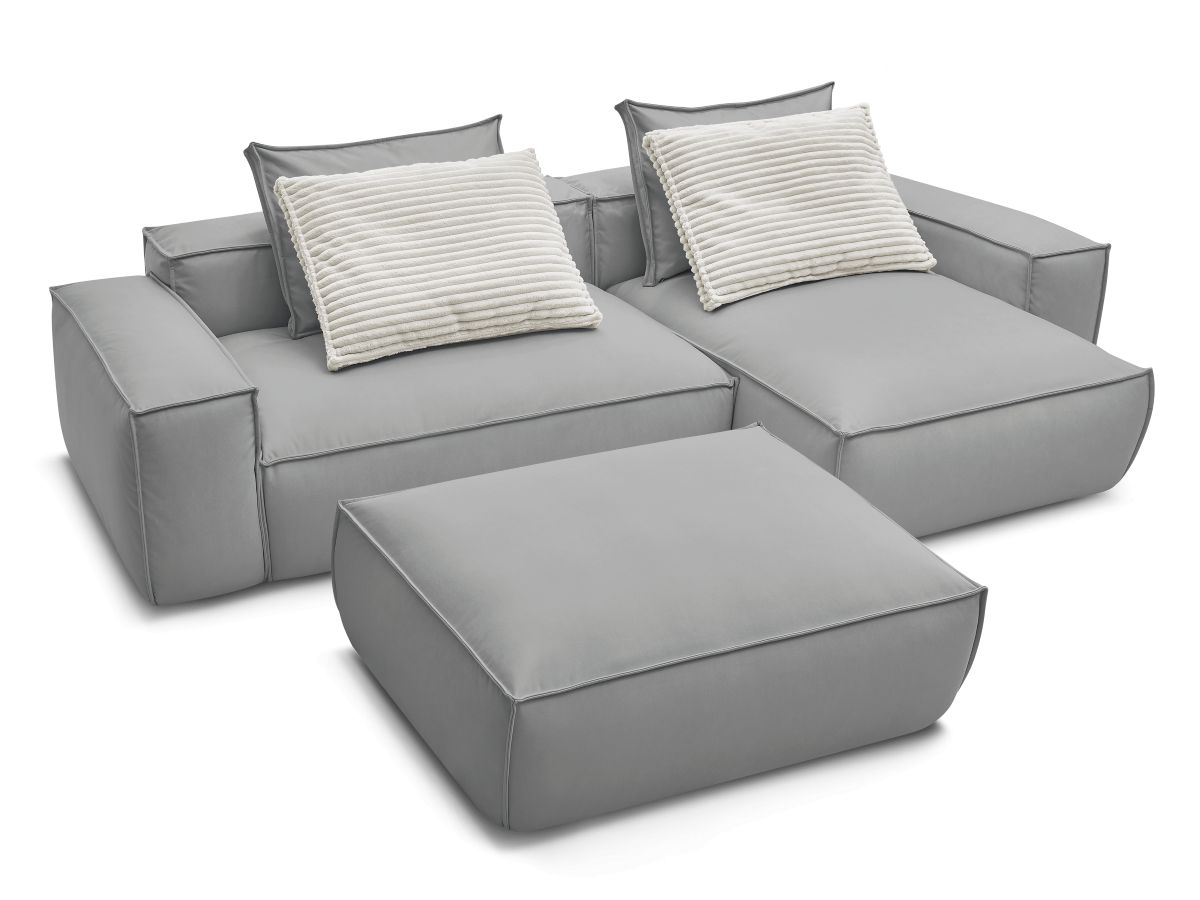 Canapé d'angle réversible ultra moelleux BOHEME cuir végan avec pouf