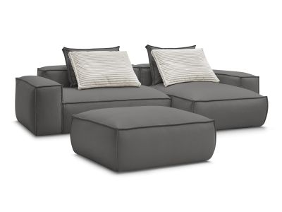 Canapé d'angle réversible ultra moelleux BOHEME cuir végan avec pouf