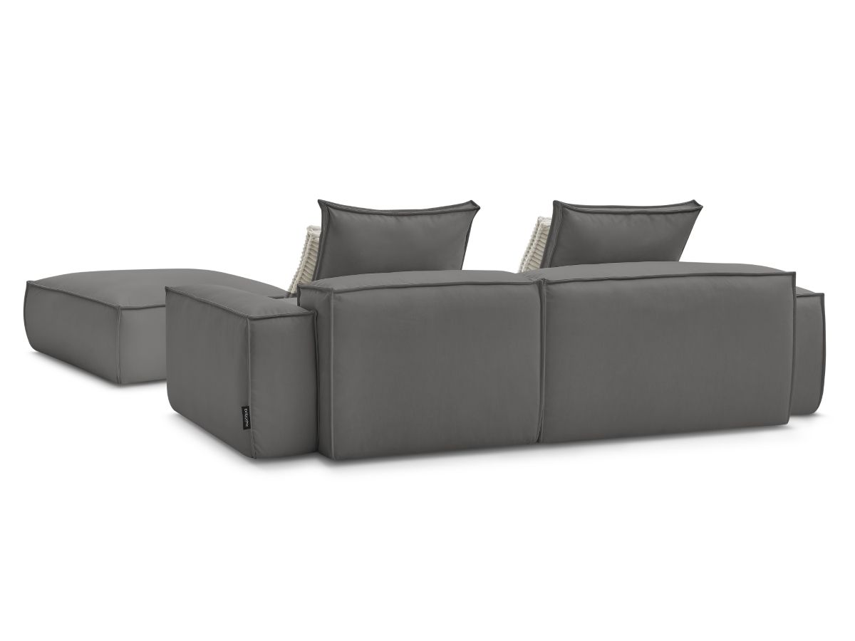 Canapé d'angle réversible ultra moelleux BOHEME cuir végan avec pouf