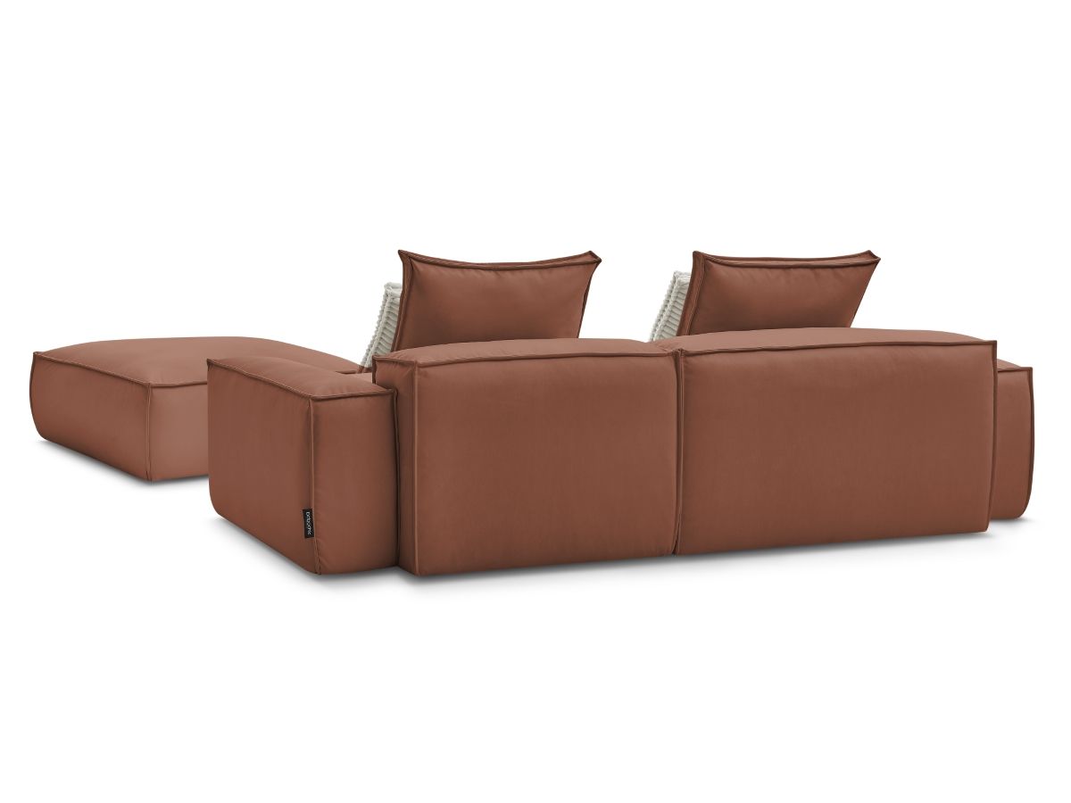 Canapé d'angle réversible ultra moelleux BOHEME cuir végan avec pouf