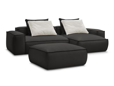 Canapé d'angle réversible ultra moelleux BOHEME cuir végan avec pouf