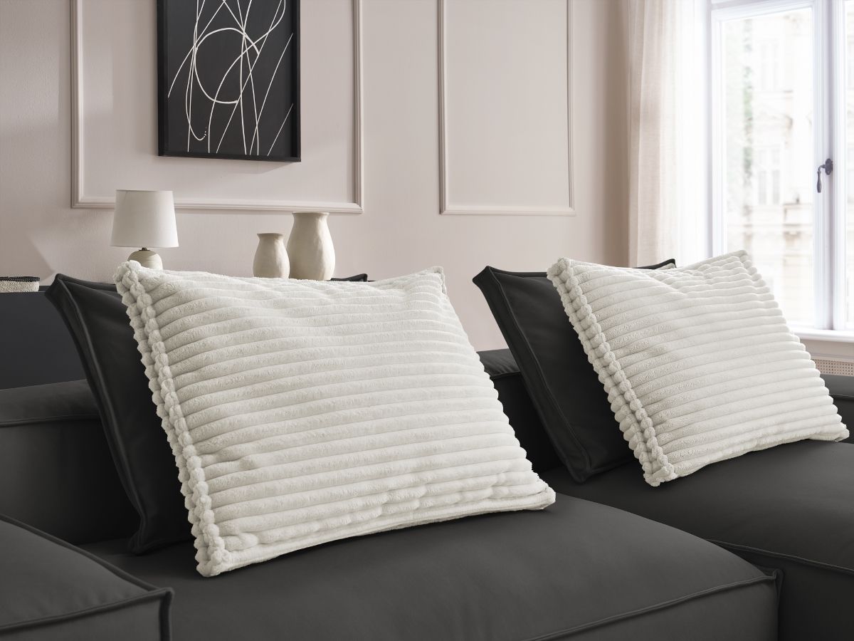 Canapé d'angle réversible ultra moelleux BOHEME cuir végan avec pouf