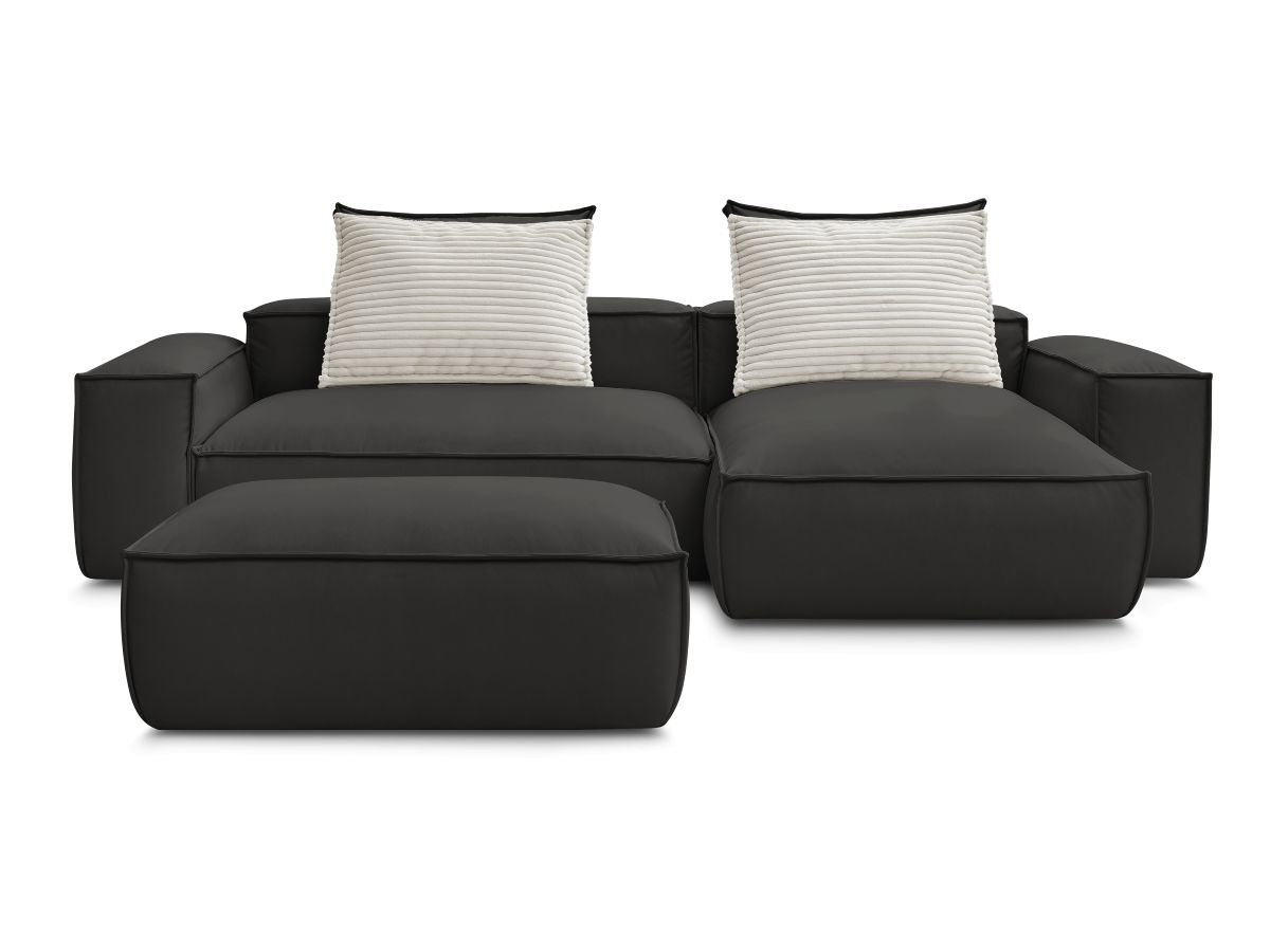Canapé d'angle réversible ultra moelleux BOHEME cuir végan avec pouf