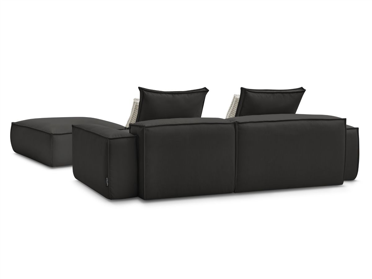 Canapé d'angle réversible ultra moelleux BOHEME cuir végan avec pouf
