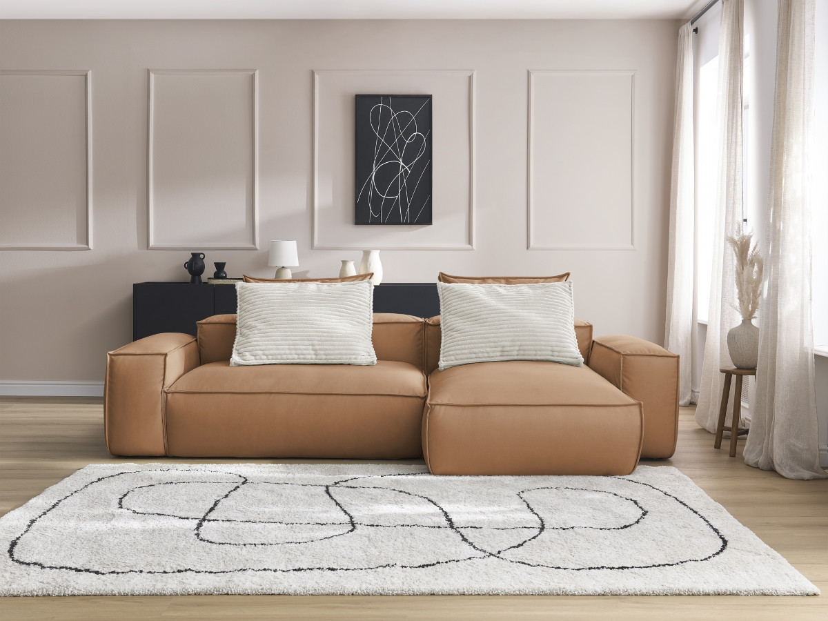 Canapé d'angle réversible ultra moelleux BOHEME cuir végan