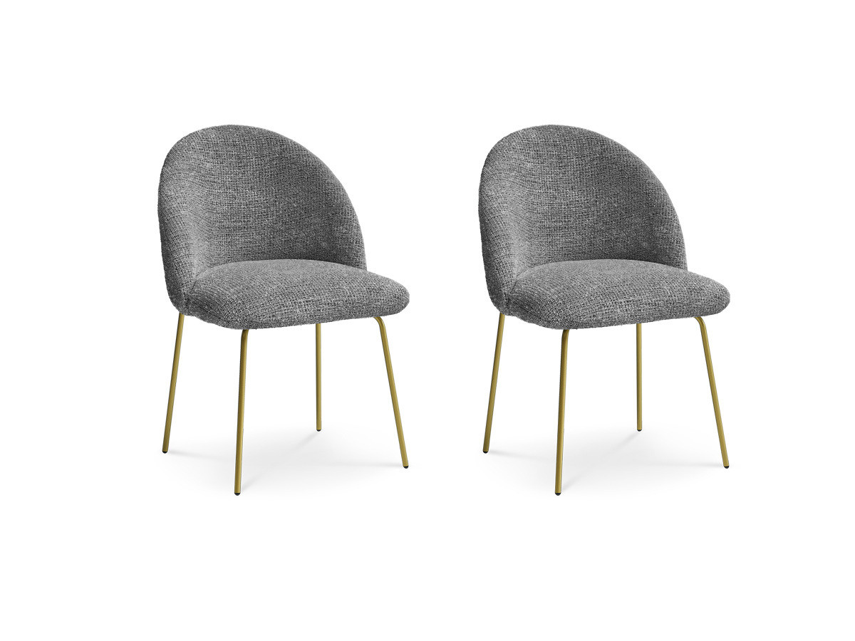 Set LALIE-stoelen in gevlekte stof en gouden metalen poten