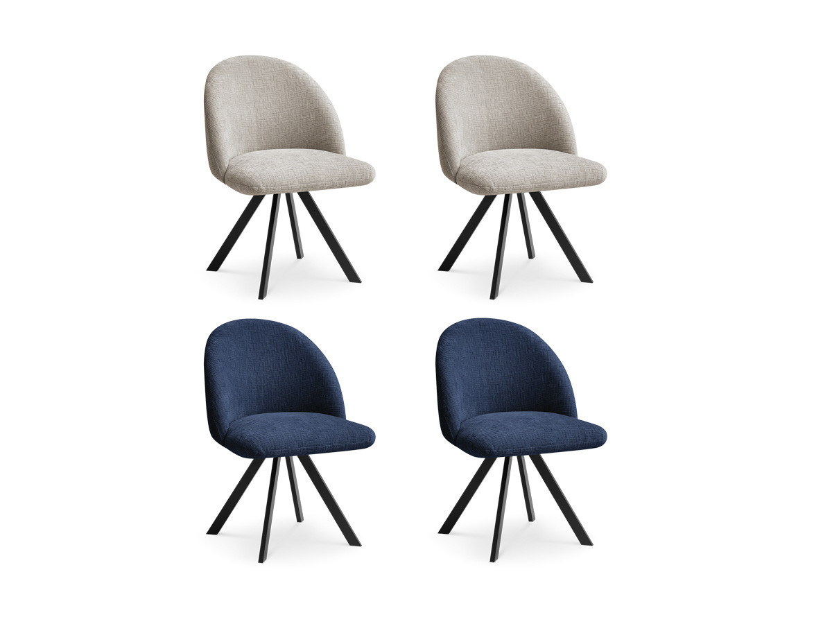 Set LALIE-stoelen met structuurstof en stervormige poten