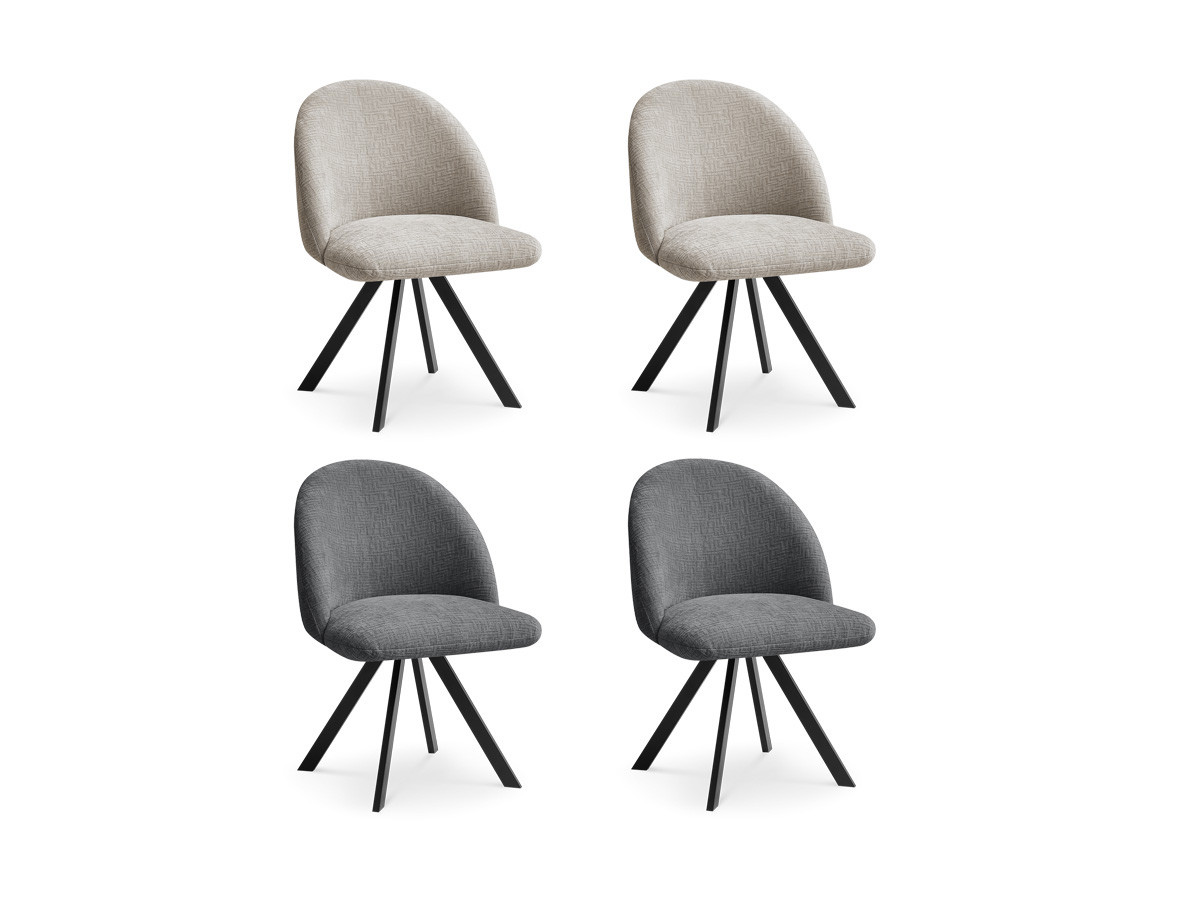 Lot de chaises LALIE tissu texturé et pieds étoile
