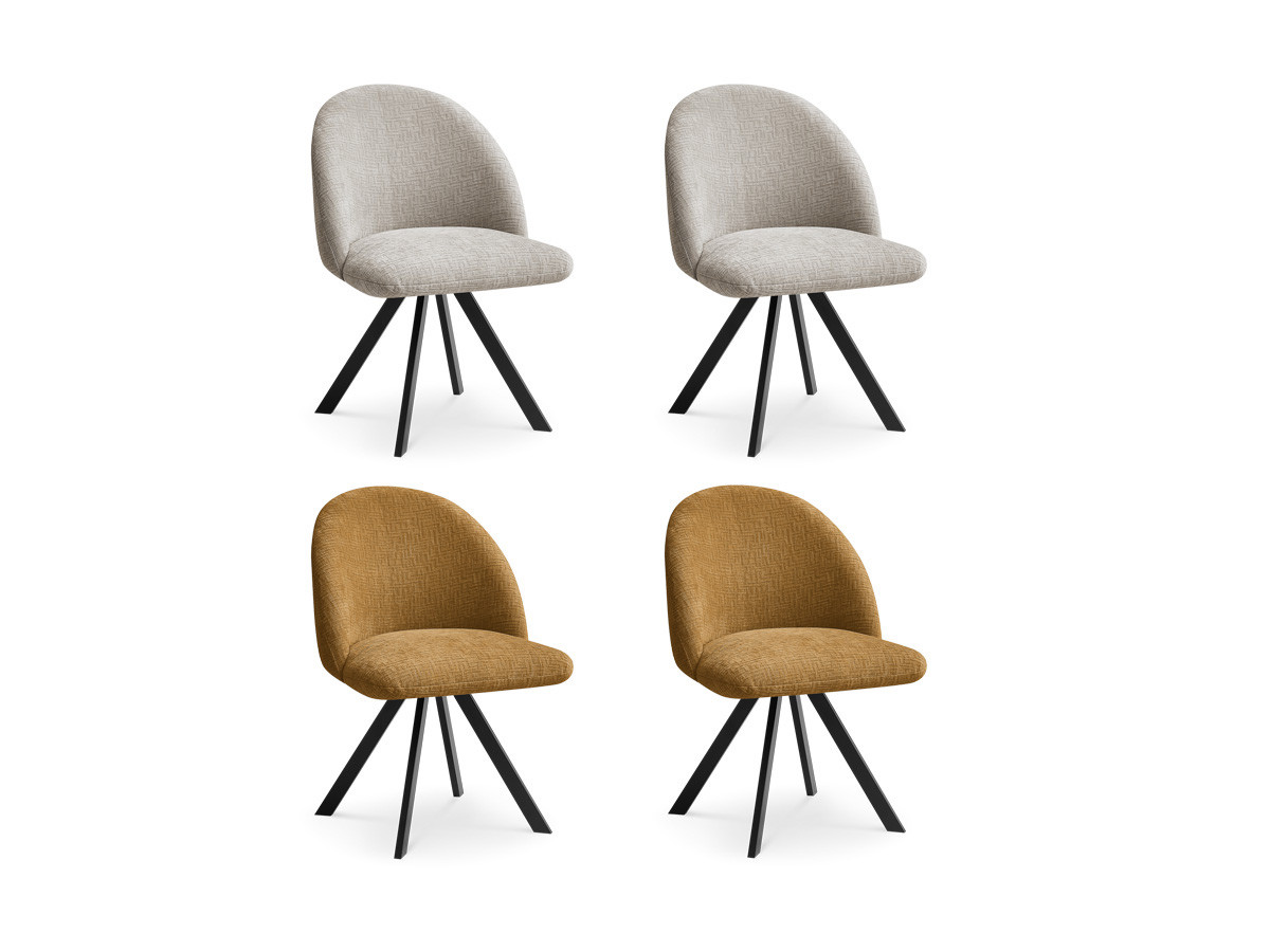 Set LALIE-stoelen met structuurstof en stervormige poten