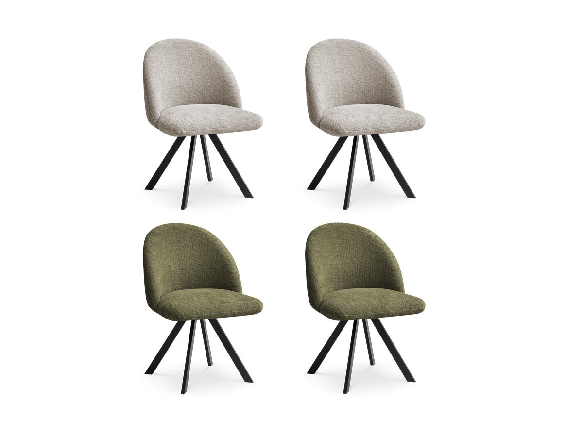 Lot de chaises LALIE tissu texturé et pieds étoile