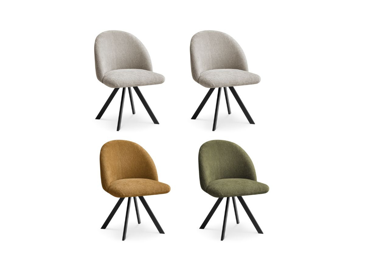 Set LALIE-stoelen met structuurstof en stervormige poten