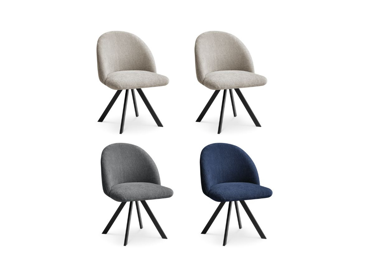 Lot de chaises LALIE tissu texturé et pieds étoile