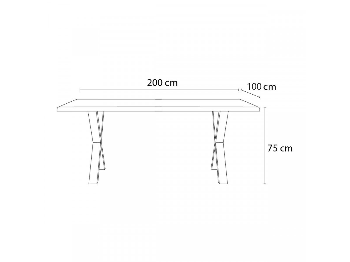 Table à manger pieds croix extensible AWANI Chêne massif et métal