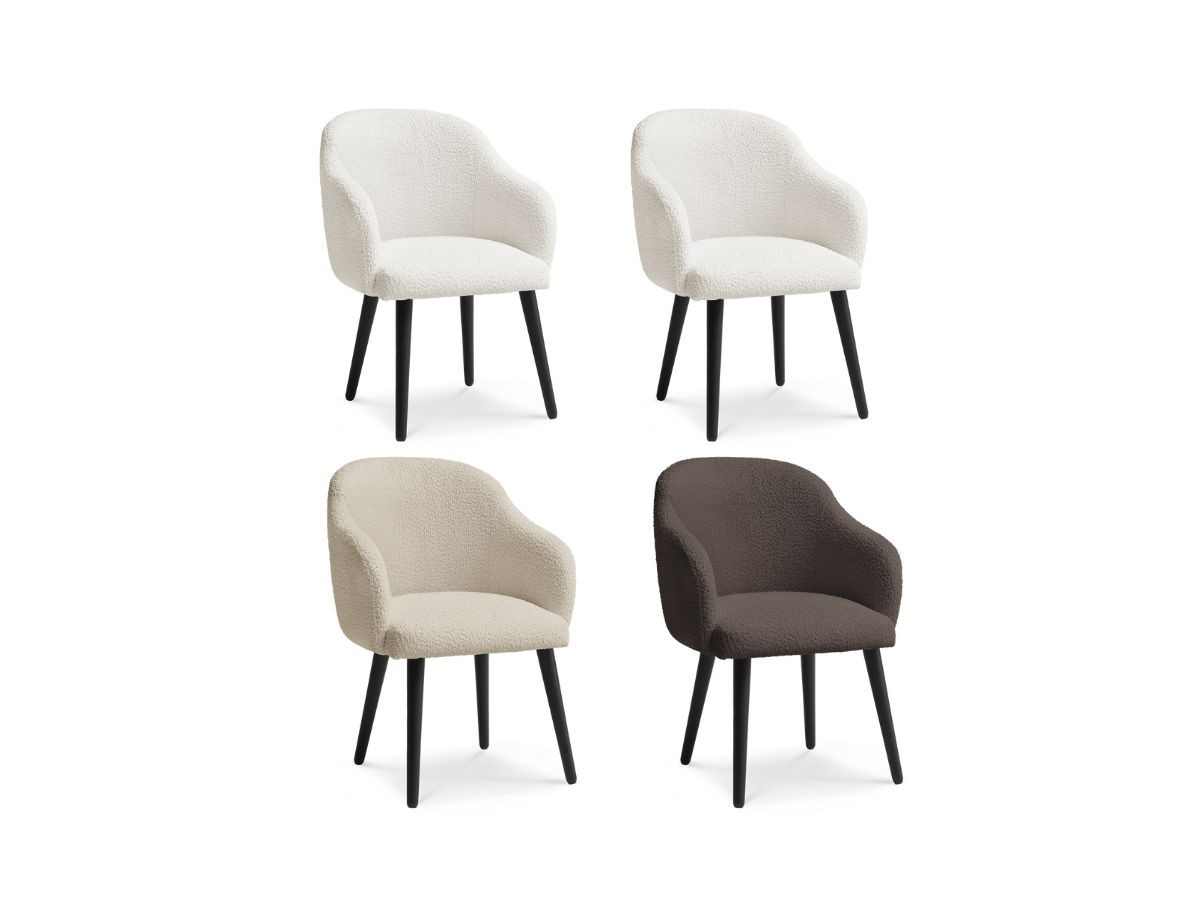 Set SOPHIE stoelen in badstof en zwarte Scandinavische poten