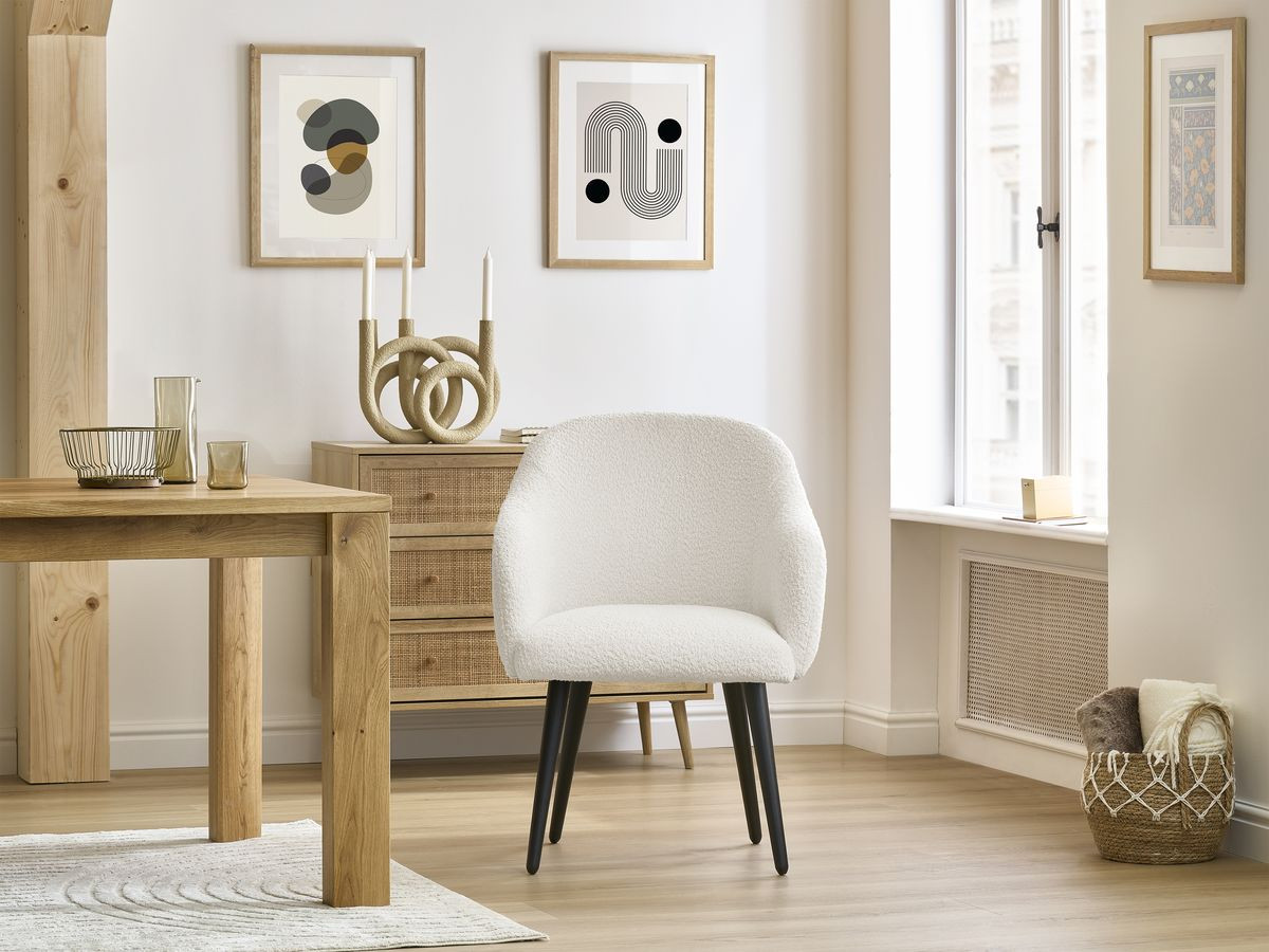 Set SOPHIE stoelen in badstof en zwarte Scandinavische poten