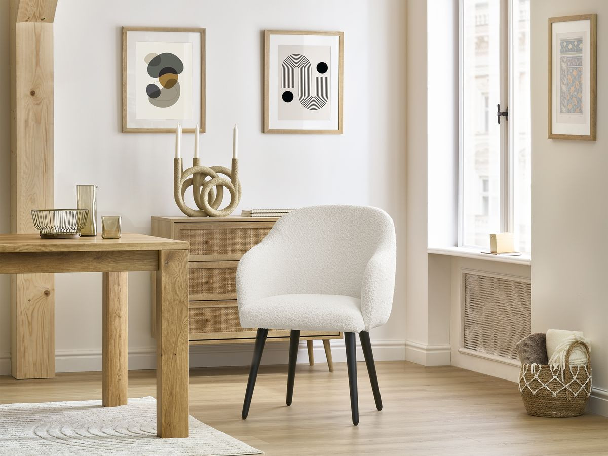 Set SOPHIE stoelen in badstof en zwarte Scandinavische poten