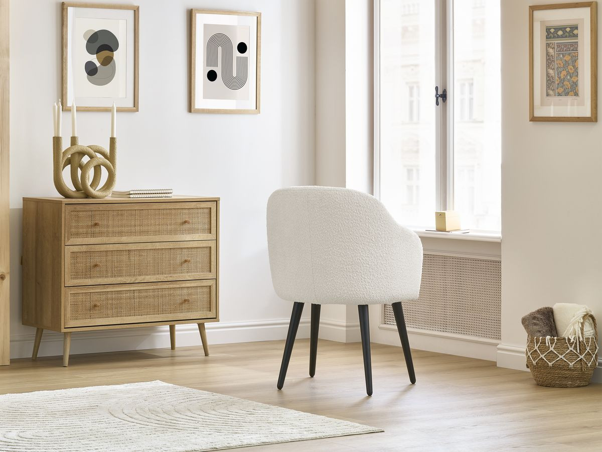 Set SOPHIE stoelen in badstof en zwarte Scandinavische poten