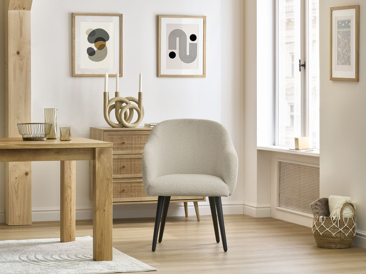 Set SOPHIE stoelen in badstof en zwarte Scandinavische poten