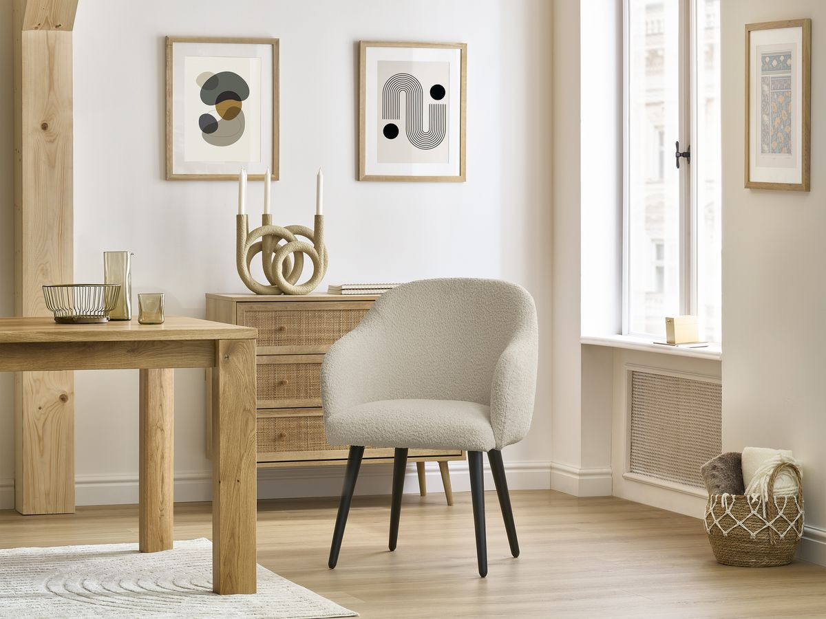 Set SOPHIE stoelen in badstof en zwarte Scandinavische poten