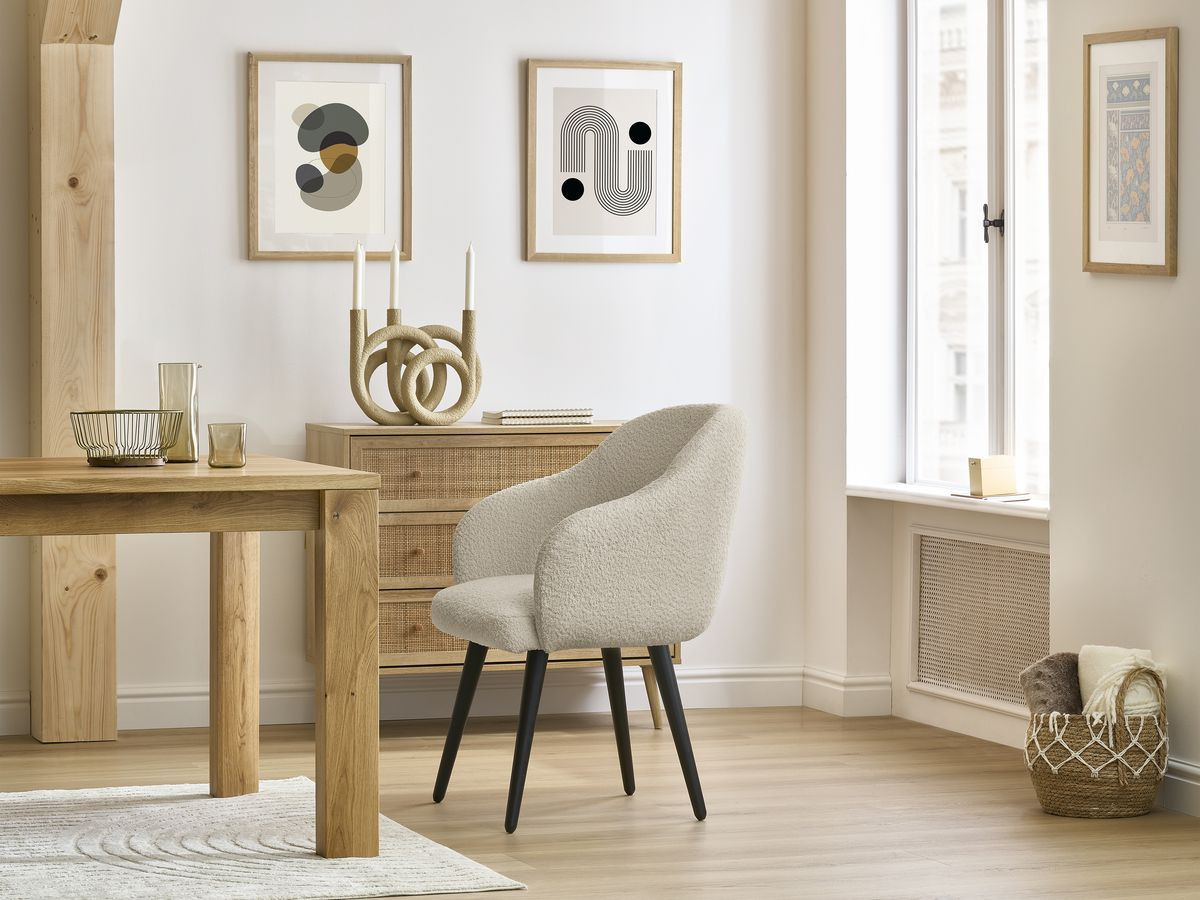 Set SOPHIE stoelen in badstof en zwarte Scandinavische poten