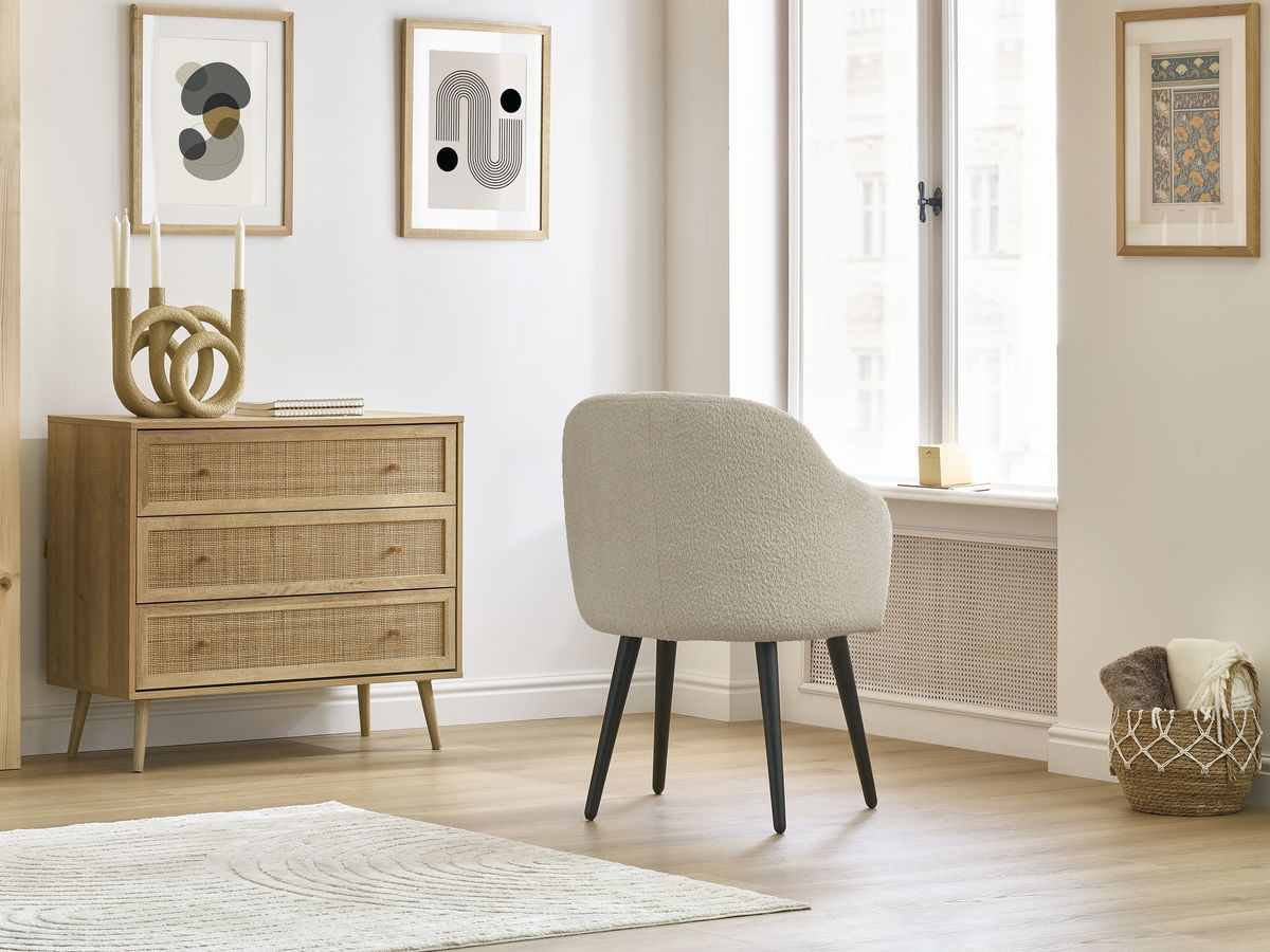 Set SOPHIE stoelen in badstof en zwarte Scandinavische poten