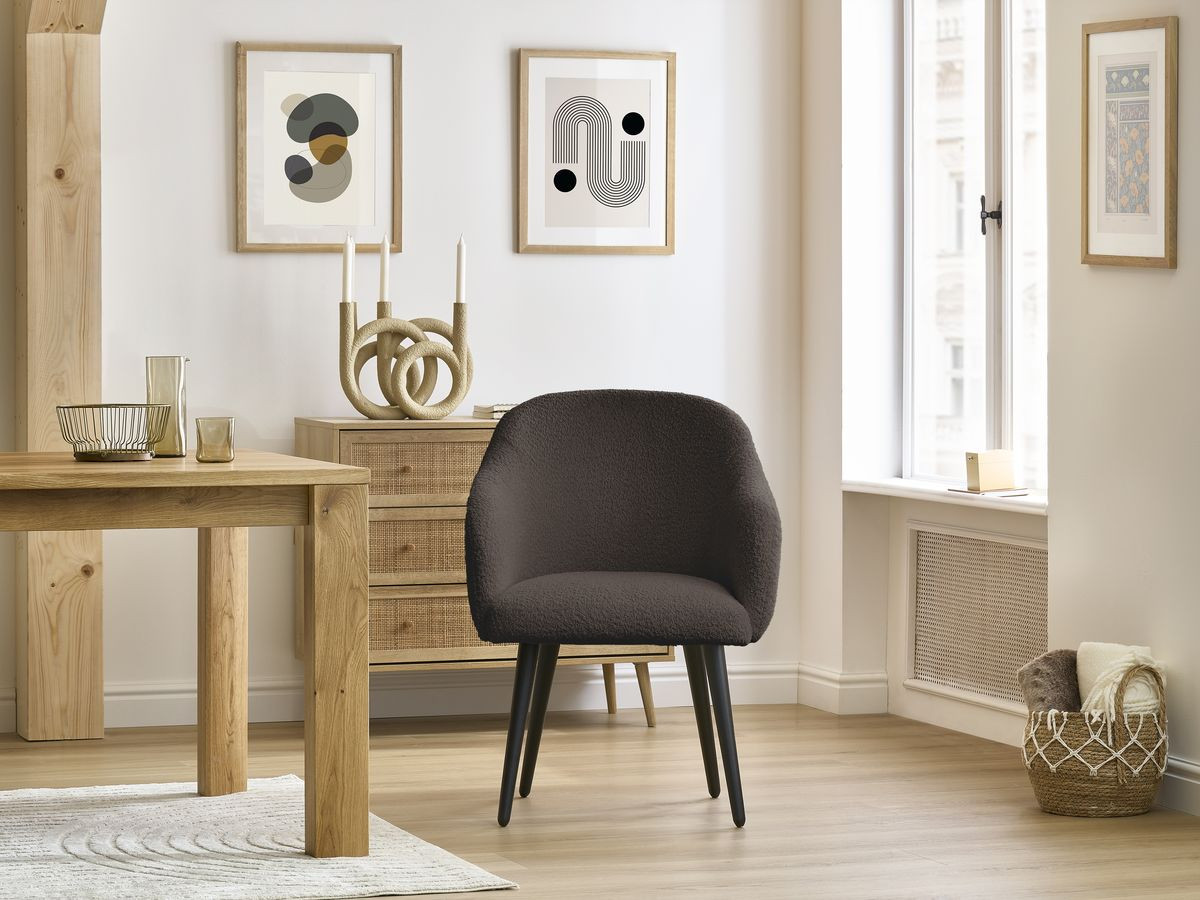 Set SOPHIE stoelen in badstof en zwarte Scandinavische poten