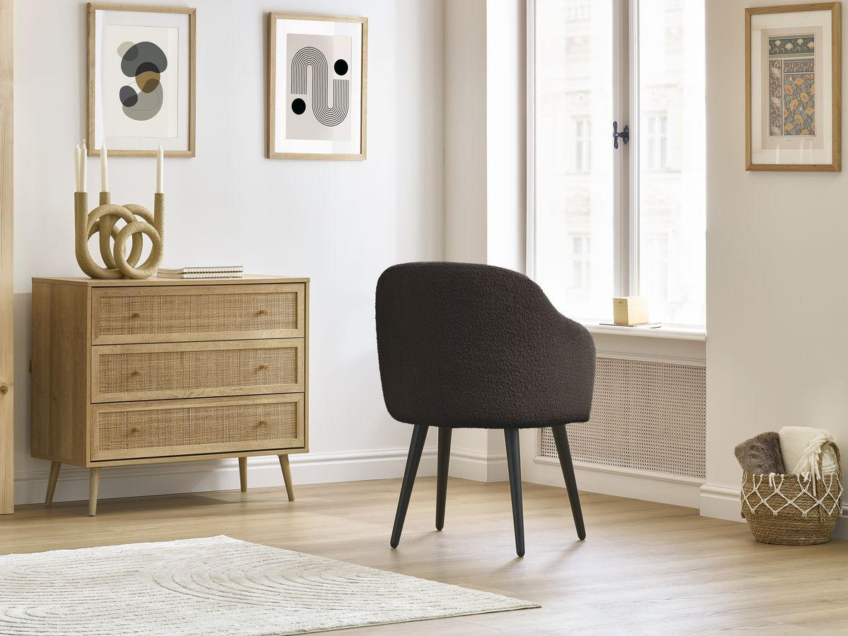 Set SOPHIE stoelen in badstof en zwarte Scandinavische poten