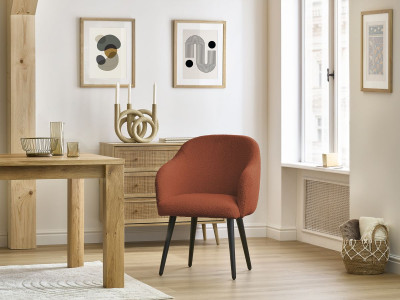 Lot de chaises SOPHIE tissu bouclette et pieds scandinaves noirs