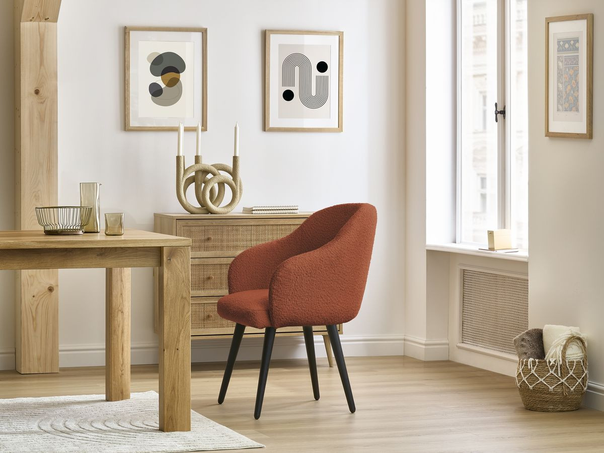 Set SOPHIE stoelen in badstof en zwarte Scandinavische poten