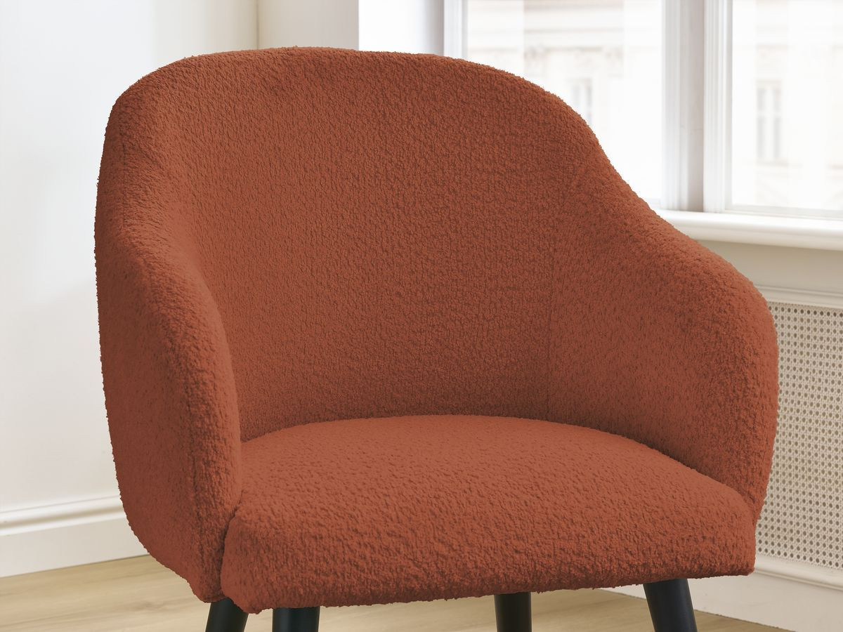 Lot de chaises SOPHIE tissu bouclette et pieds scandinaves noirs