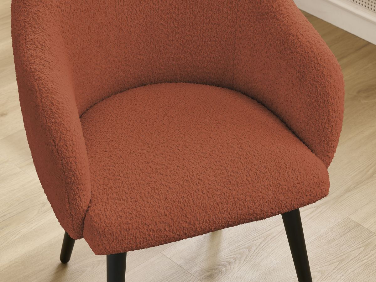 Lot de chaises SOPHIE tissu bouclette et pieds scandinaves noirs