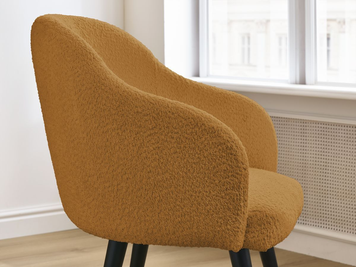 Lot de chaises SOPHIE tissu bouclette et pieds scandinaves noirs