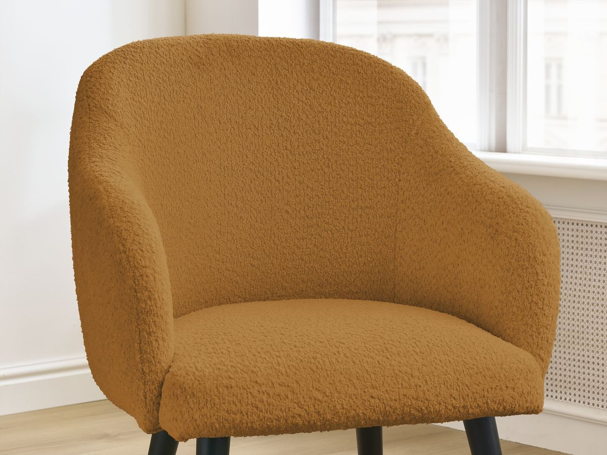 Lot de chaises SOPHIE tissu bouclette et pieds scandinaves noirs