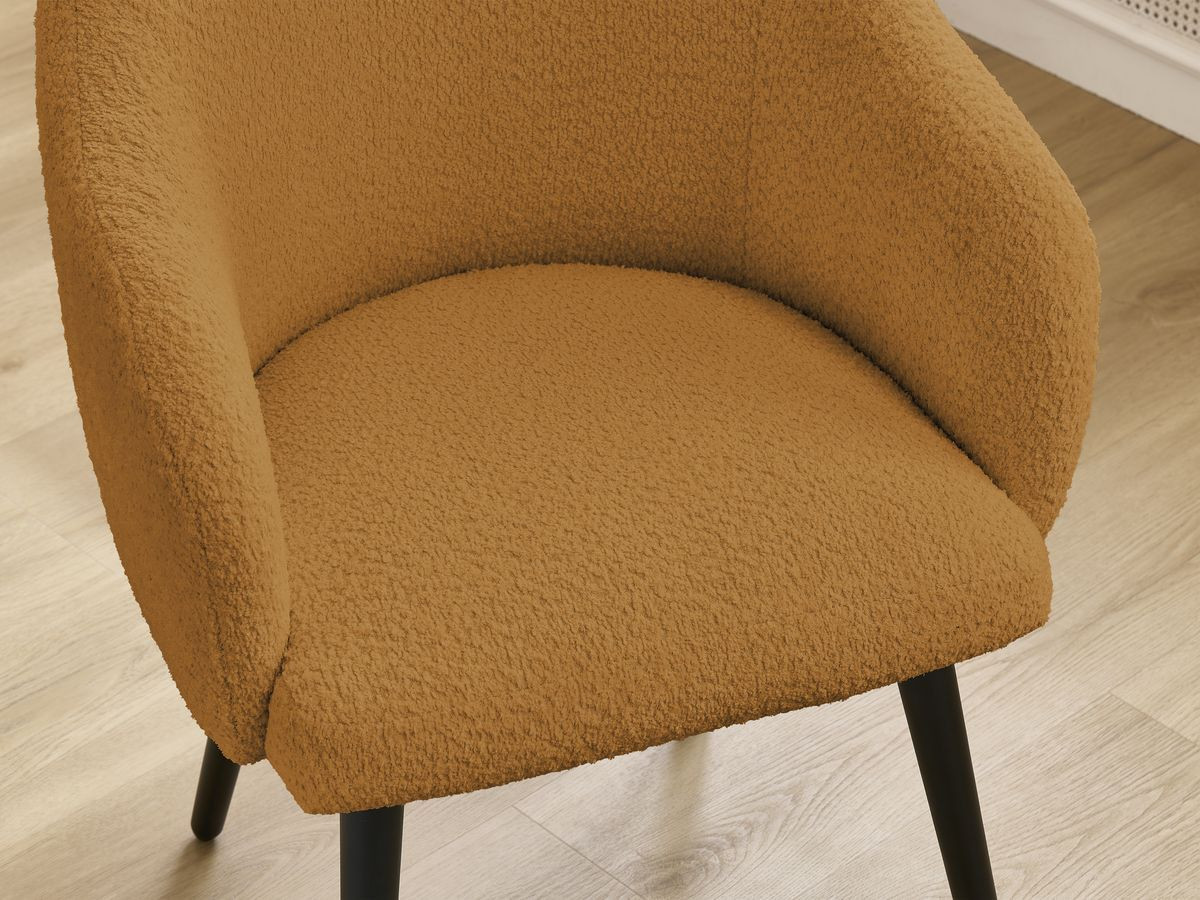 Lot de chaises SOPHIE tissu bouclette et pieds scandinaves noirs