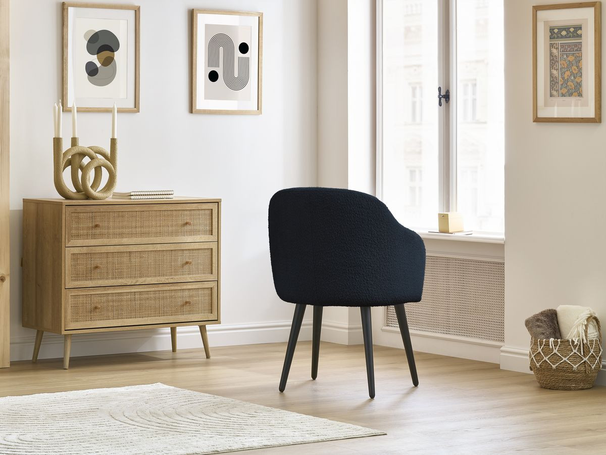 Lot de chaises SOPHIE bouclette et pieds scandinaves noirs bleu foncé — vue 5