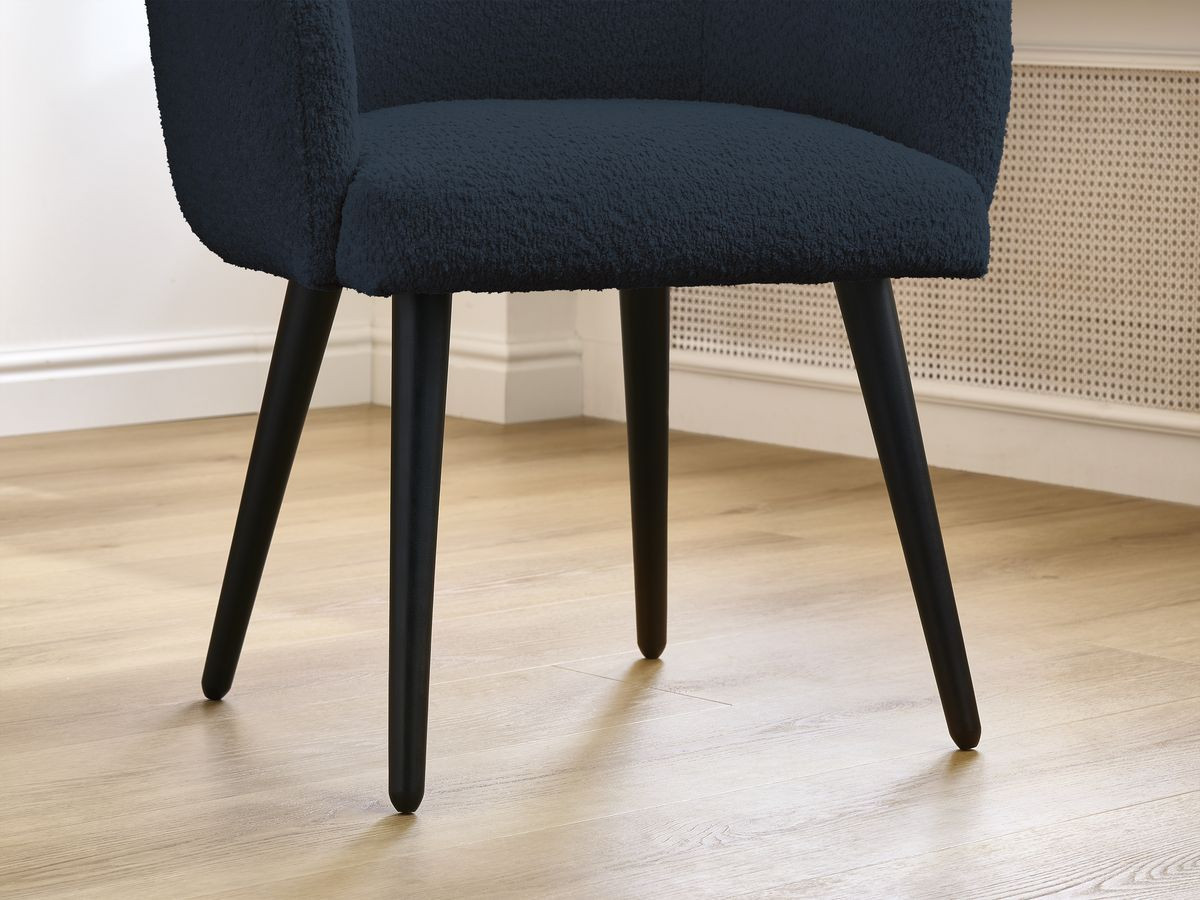 Lot de chaises SOPHIE tissu bouclette et pieds scandinaves noirs