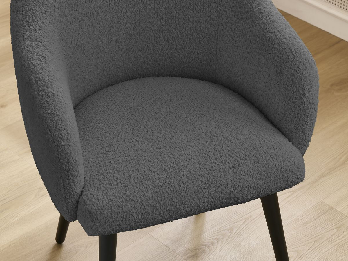 Lot de chaises SOPHIE tissu bouclette et pieds scandinaves noirs