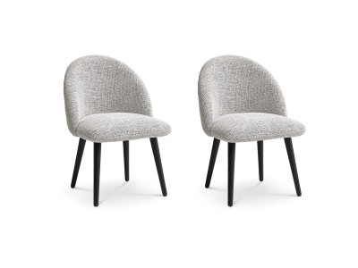 Lot de chaises LALIE tissu chiné et pieds scandinaves noirs