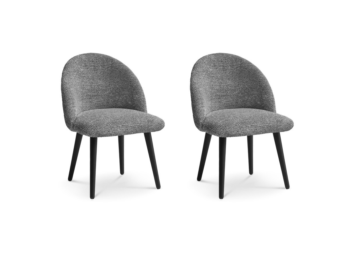 Set LALIE-stoelen in gevlekte stof en zwarte Scandinavische poten
