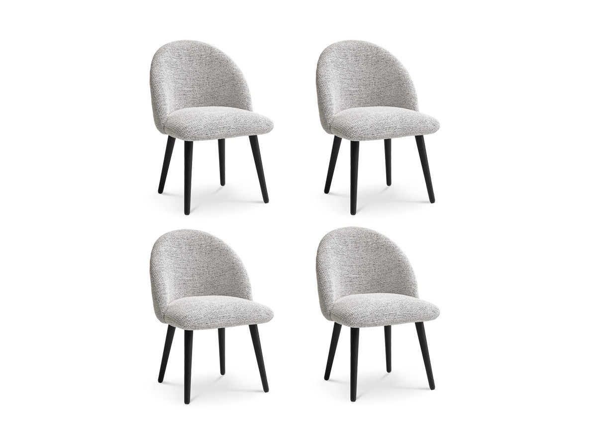 Set LALIE-stoelen in gevlekte stof en zwarte Scandinavische poten