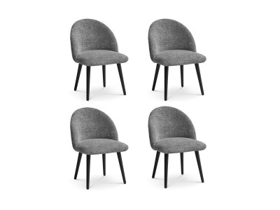 Lot de chaises LALIE tissu chiné et pieds scandinaves noirs