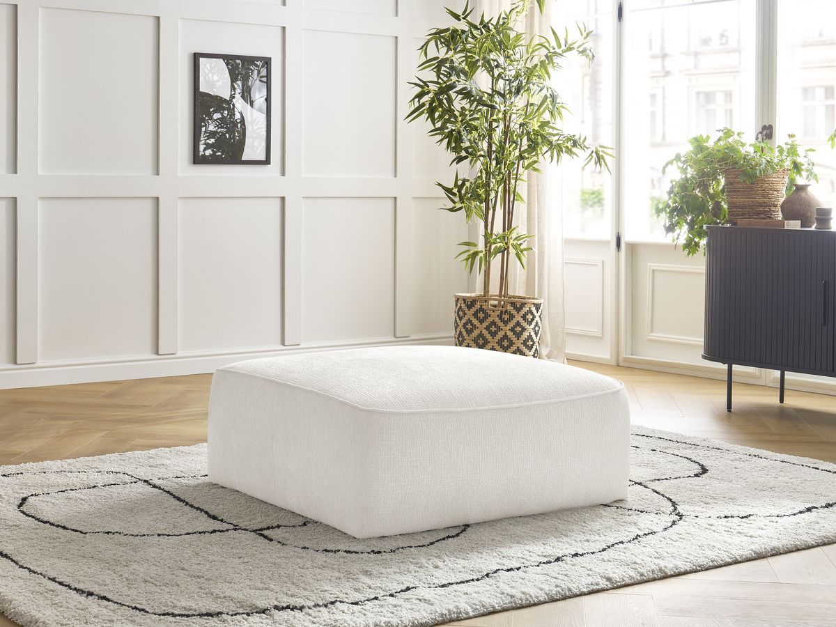 Pouf LEOPOLD texturé blanc — vue 5