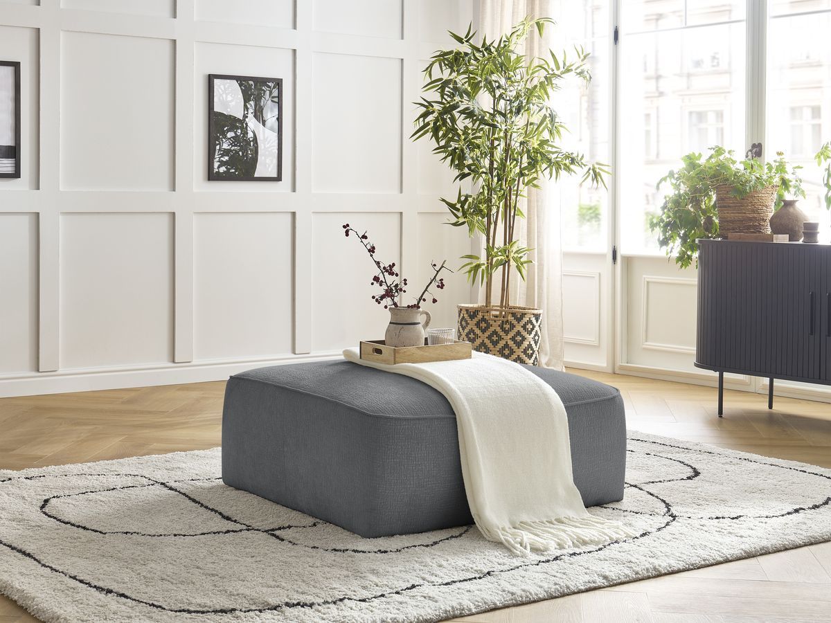 Pouf LEOPOLD texturé gris foncé