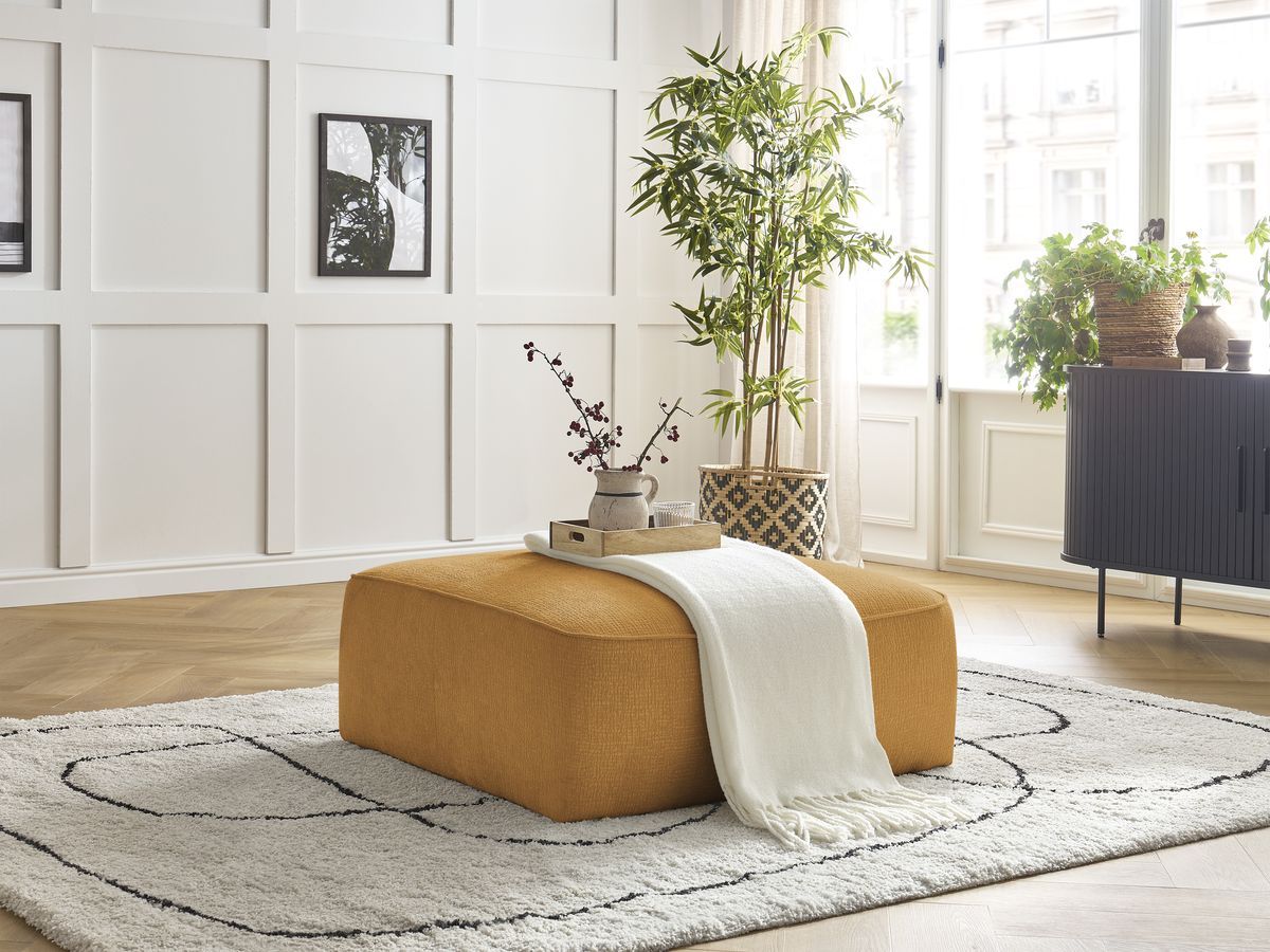 Pouf LEOPOLD texturé jaune