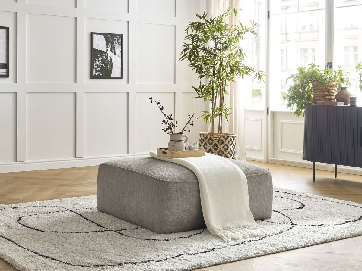 Pouf LEOPOLD texturé taupe