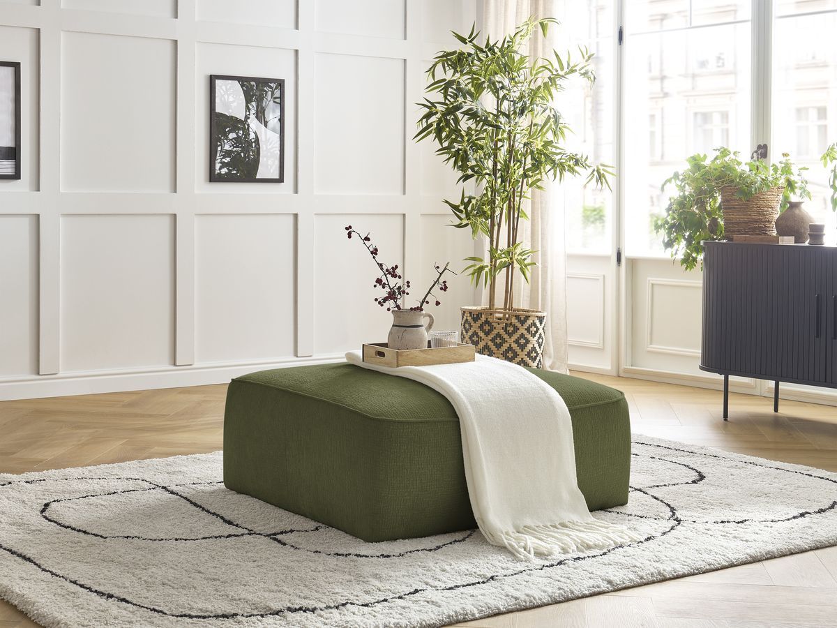 Pouf LEOPOLD texturé vert foncé