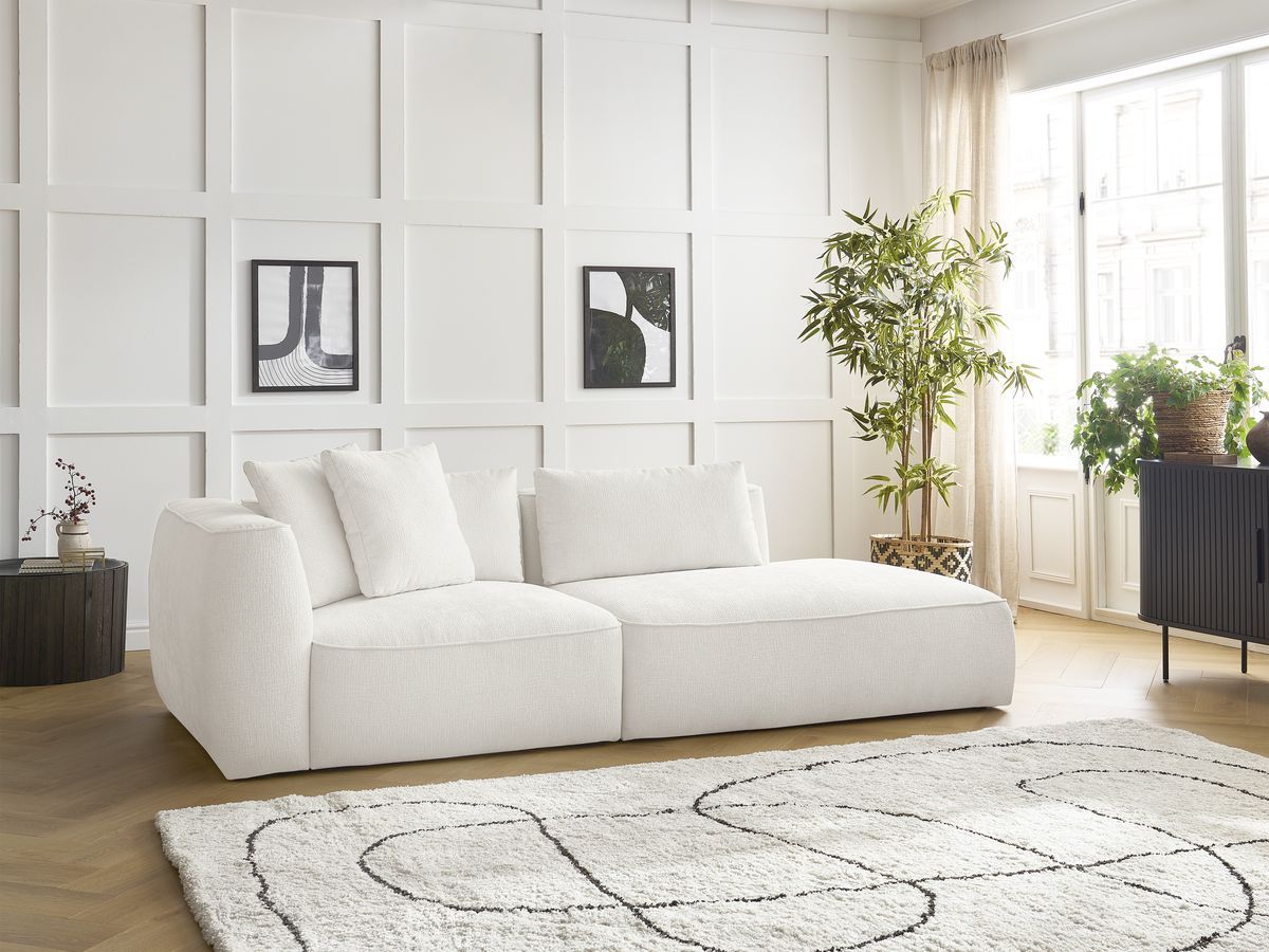 Canapé droit 3 places LEOPOLD texturé blanc — vue 5