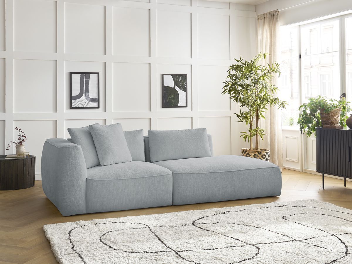 Canapé droit 3 places LEOPOLD texturé gris clair — vue 5