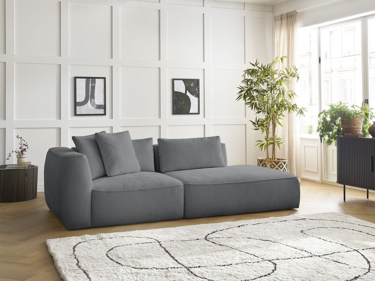 Canapé droit 3 places LEOPOLD texturé gris foncé — vue 5